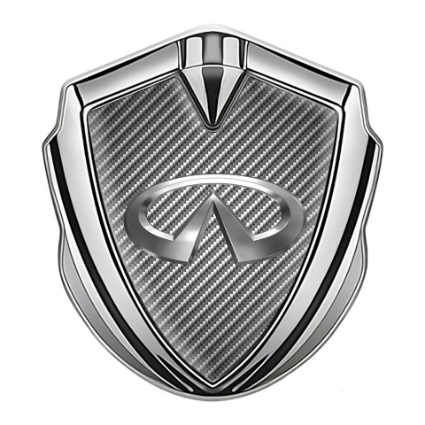 Infiniti Seitenflugel Emblem Aufkleber Silbertonfarbe mit Hell Carbon und Grau Logo