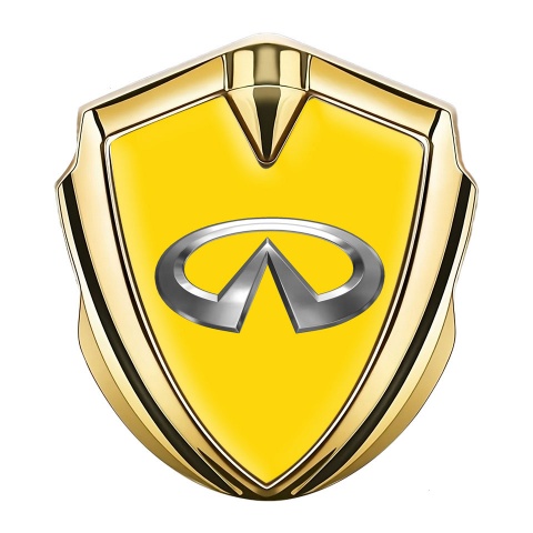 Infiniti Emblem Abzeichen Goldtonfarbe mit Gelb Fundament und Chrom logo