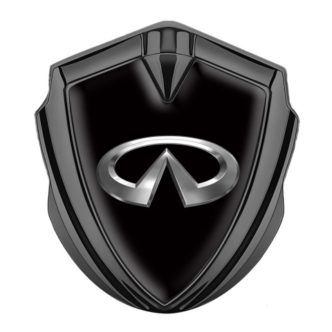 Infiniti Emblem Auto Zeichen Graphit Tonfarbe mit Schwarz Basis und Chrom Logo