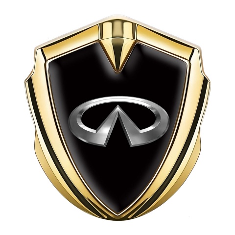 Infiniti Emblem Auto Zeichen Goldtonfarbe mit Schwarz Basis und Chrom Logo
