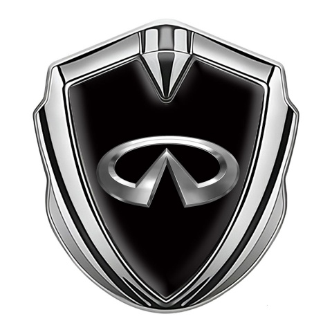 Infiniti Emblem Auto Zeichen Silbertonfarbe mit Schwarz Basis und Chrom Logo