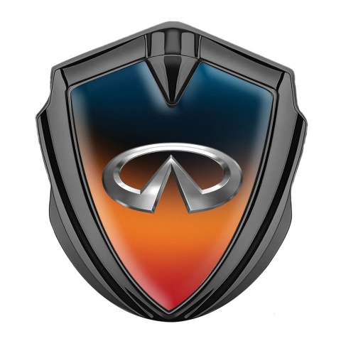 Infiniti Emblem Aufkleber Autozubehor Graphit Tonfarbe mit Orange Blau Basis und Chrom Logo