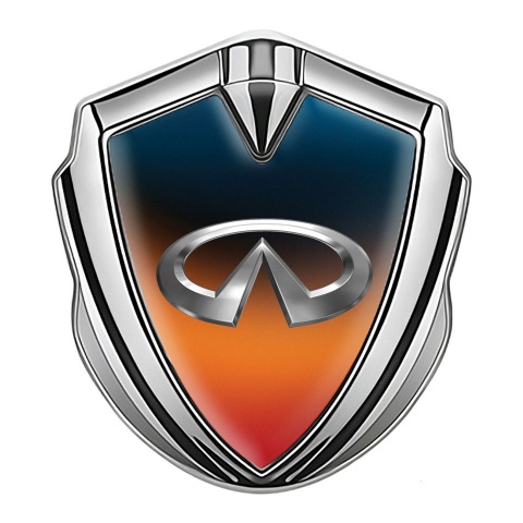Infiniti Emblem Aufkleber Autozubehor Silbertonfarbe mit Orange Blau Basis und Chrom Logo