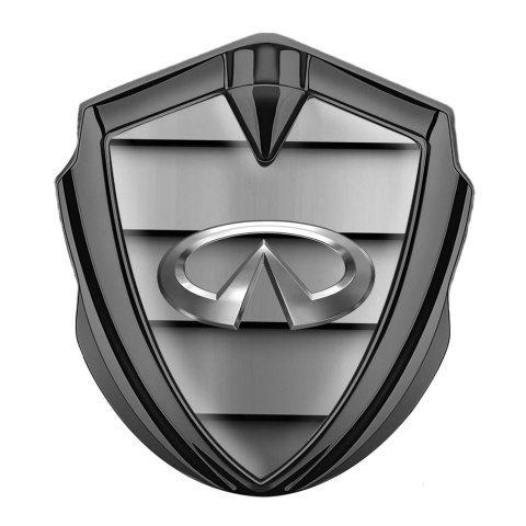 Infiniti Seitenflugel Emblem Aufkleber Graphit Tonfarbe mit Metalllamellen Effekt und Chrom Logo