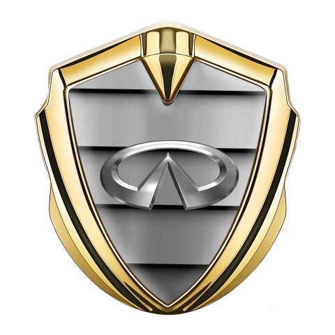 Infiniti Seitenflugel Emblem Aufkleber Goldtonfarbe mit Metalllamellen Effekt und Chrom Logo