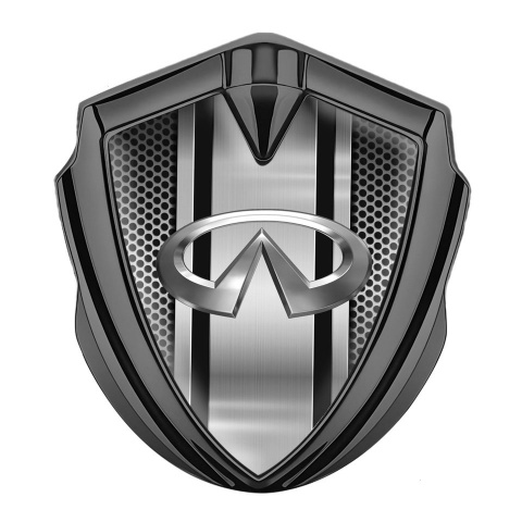 Infiniti Emblem Abzeichen Graphit Tonfarbe mit Leichtes Gitternetz Basis und Metall Panel Logo