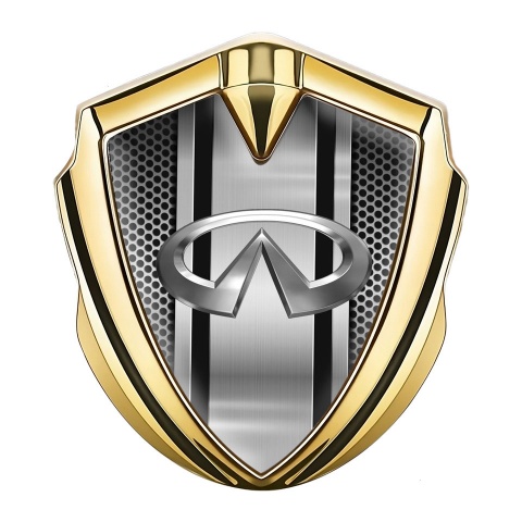Infiniti Emblem Abzeichen Goldtonfarbe mit Leichtes Gitternetz Basis und Metall Panel Logo