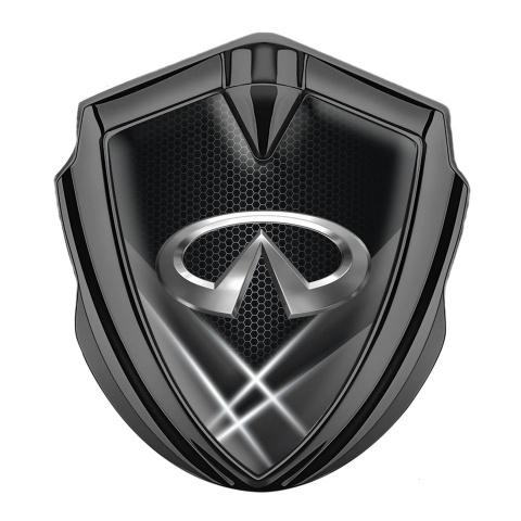Infiniti Emblem Abzeichen selbstklebend Graphit Tonfarbe mit Lichter Effekt Hintergrund