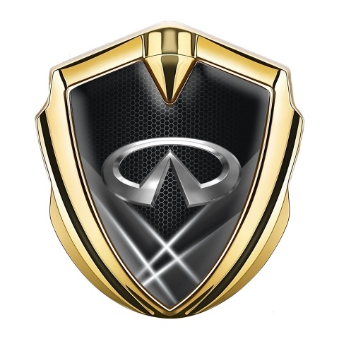 Infiniti Emblem Abzeichen selbstklebend Goldtonfarbe mit Lichter Effekt Hintergrund