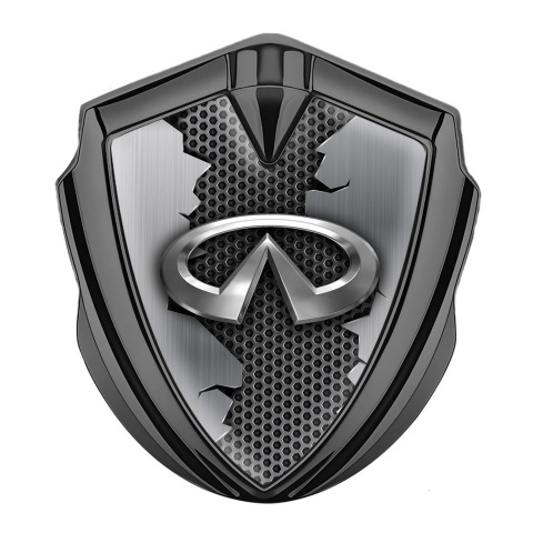 Infiniti Emblem Auto Zeichen Graphit Tonfarbe mit Zerrissenes Metall Effekt