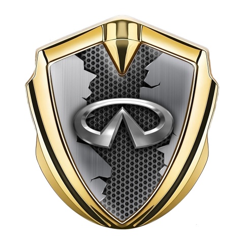 Infiniti Emblem Auto Zeichen Goldtonfarbe mit Zerrissenes Metall Effekt