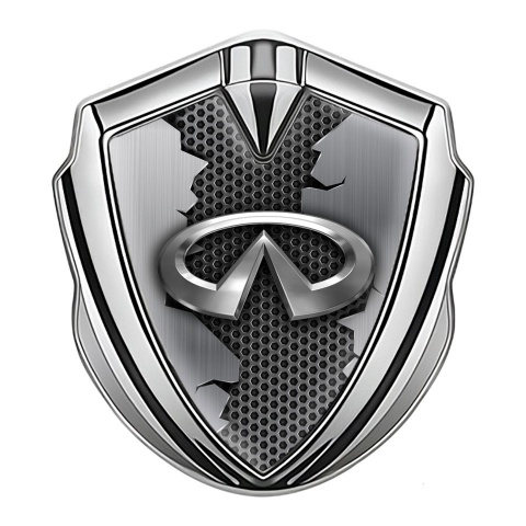 Infiniti Emblem Auto Zeichen Silbertonfarbe mit Zerrissenes Metall Effekt