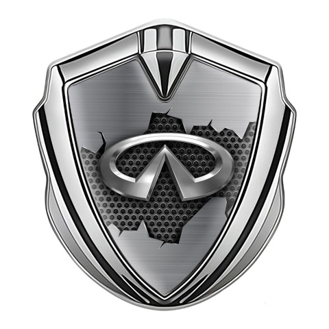 Infiniti Emblem Aufkleber Autozubehor Silbertonfarbe mit Zerrissener Effekt auf der Basis