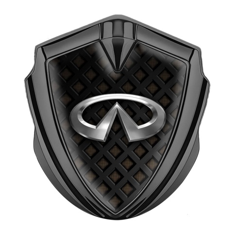 Infiniti Selbstklebendes Metallaufkleber Emblem Graphit Tonfarbe mit Schwarzes Gitter Basis und Crom Logo