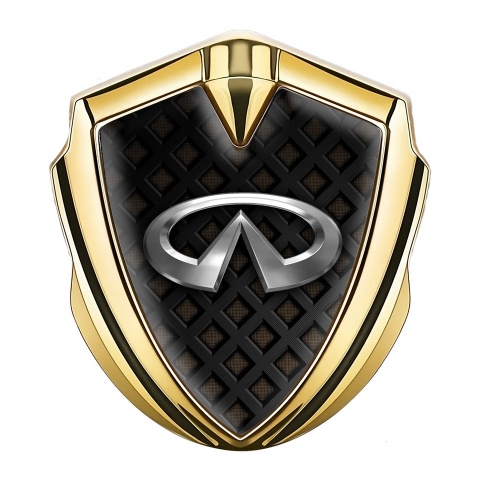 Infiniti Selbstklebendes Metallaufkleber Emblem Goldtonfarbe mit Schwarzes Gitter Basis und Crom Logo
