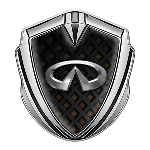 Infiniti Selbstklebendes Metallaufkleber Emblem Silbertonfarbe mit Schwarzes Gitter Basis und Crom Logo