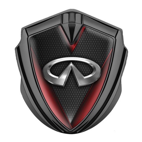 Infiniti Seitenflugel Emblem Aufkleber Graphit Tonfarbe Dunkles Gitter mit Rote Fragmente Design
