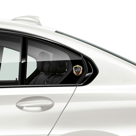 Infiniti Seitenflugel Emblem Aufkleber Goldtonfarbe Dunkles Gitter mit Rote Fragmente Design