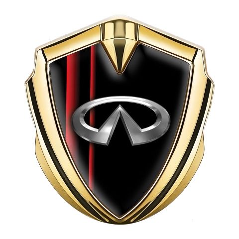 Infiniti Emblem Abzeichen Goldtonfarbe mit Schwarz Basis mit Rote Linien Design