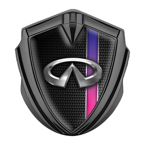 Infiniti Abzeichen selbstklebend Graphit Tonfarbe mit Dunkles Carbon und Lila Linie Design