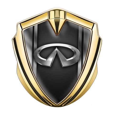 Infiniti Emblem Abzeichen selbstklebend Goldtonfarbe mit Metallrahmen Effekt Basis und Chrom Logo
