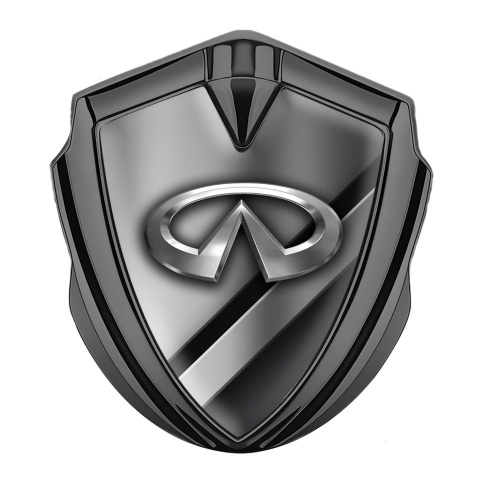 Infiniti Emblem Auto Zeichen Graphit Tonfarbe mit Diagonaler Metallic Effekt