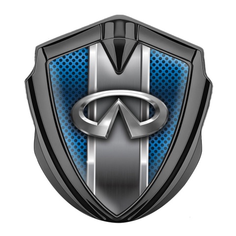 Infiniti Emblem Aufkleber Autozubehor Graphit Tonfarbe mit Blaues Gitter und Metall Logo Panel