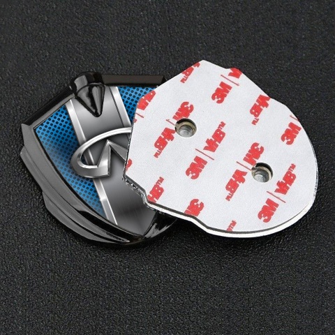 Infiniti Emblem Aufkleber Autozubehor Graphit Tonfarbe mit Blaues Gitter und Metall Logo Panel
