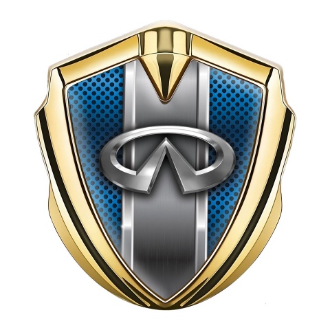 Infiniti Emblem Aufkleber Autozubehor Goldtonfarbe mit Blaues Gitter und Metall Logo Panel