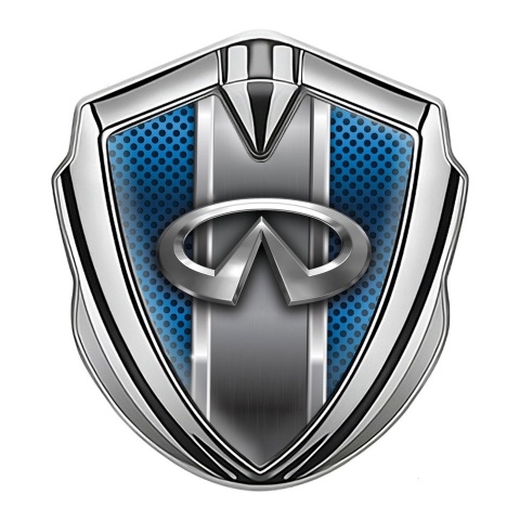 Infiniti Emblem Aufkleber Autozubehor Silbertonfarbe mit Blaues Gitter und Metall Logo Panel