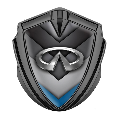 Infiniti Selbstklebendes Metallaufkleber Emblem Graphit Tonfarbe mit Grau Blau V Form Panels Design