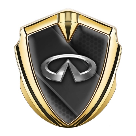 Infiniti Seitenflugel Emblem Aufkleber Goldtonfarbe mit Dunkler Balken Design Basis