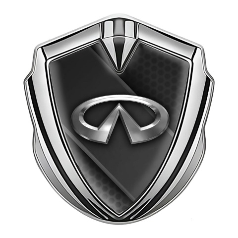 Infiniti Seitenflugel Emblem Aufkleber Silbertonfarbe mit Dunkler Balken Design Basis