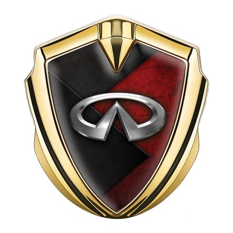 Infiniti Emblem Abzeichen selbstklebend Goldtonfarbe mit Rote Schwarz Gemischte Textur Stil