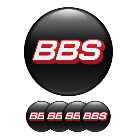 BBS Center Hub Dome Stickers Black Background Red Outline