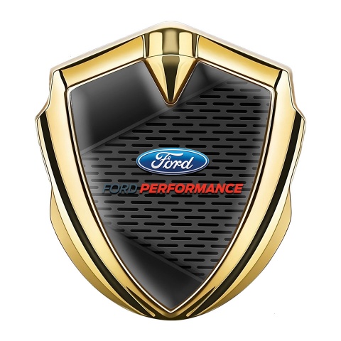 Ford Performance Emblem Aufkleber Autozubehor Goldtonfarbe mit Dunkle Mesh Carbon Elemente
