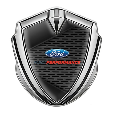 Ford Performance Emblem Aufkleber Autozubehor Silbertonfarbe mit Dunkle Mesh Carbon Elemente