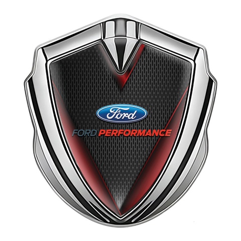 Ford Performance Emblem Aufkleber Autozubehor Silbertonfarbe mit Dunkel Nets Und Rote Elements