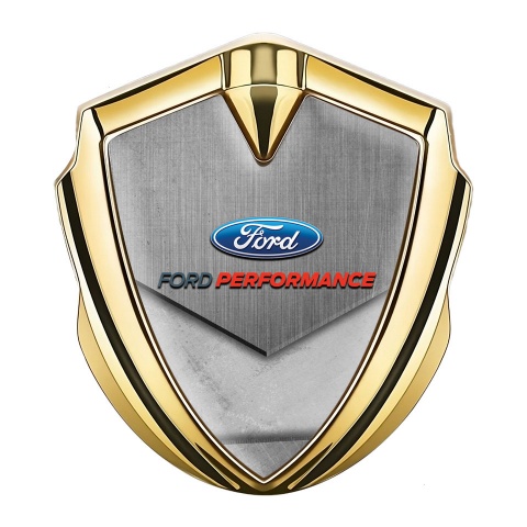 Ford Selbstklebendes Metallaufkleber Emblem Goldtonfarbe mit Steinplatteneffekt Basis Performance Auflage