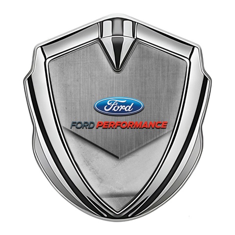 Ford Selbstklebendes Metallaufkleber Emblem Silbertonfarbe mit Steinplatteneffekt Basis Performance Auflage