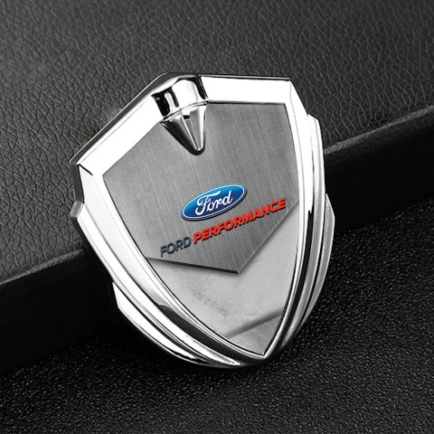 Ford Selbstklebendes Metallaufkleber Emblem Silbertonfarbe mit Steinplatteneffekt Basis Performance Auflage
