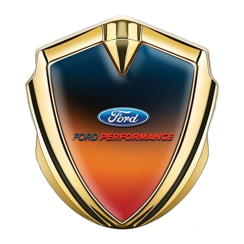 Ford Performance Seitenflugel Emblem Aufkleber Goldtonfarbe mit Irisierend Orange Blau