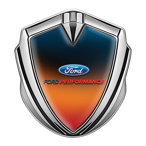 Ford Performance Seitenflugel Emblem Aufkleber Silbertonfarbe mit Irisierend Orange Blau