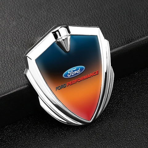 Ford Performance Seitenflugel Emblem Aufkleber Silbertonfarbe mit Irisierend Orange Blau