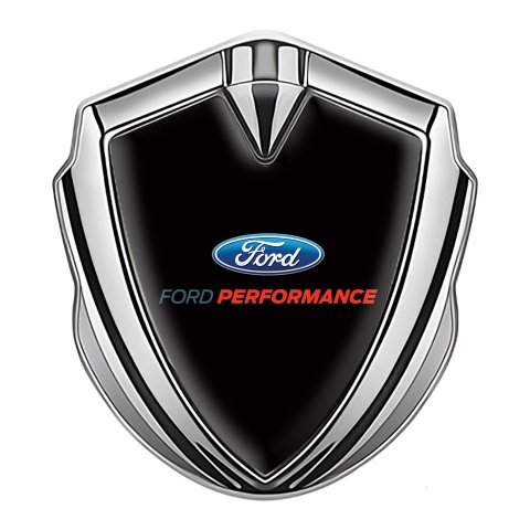 Ford Emblem Abzeichen Silbertonfarbe mit Schwarz Basis Peformance Stil