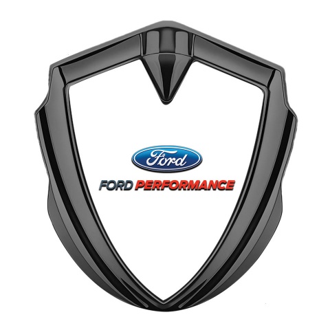 Ford Abzeichen selbstklebend Graphit Tonfarbe mit Weiss Huntergrund Performance Stil