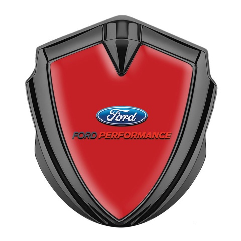 Ford Emblem Abzeichen selbstklebend Graphit Tonfarbe mit Rot Fundament Performance Stil