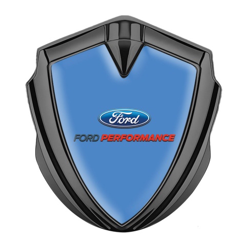 Ford Emblem Auto Zeichen Graphit Tonfarbe mit Blau Hintergrund und Performance Logo