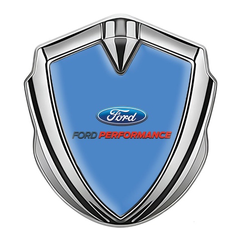 Ford Emblem Auto Zeichen Silbertonfarbe mit Blau Hintergrund und Performance Logo