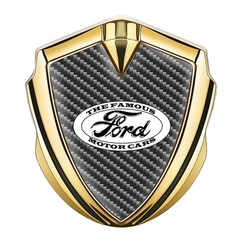 Ford Emblem Auto Zeichen Goldtonfarbe mit Dunkel Carbon und Vintage Logo Auflage